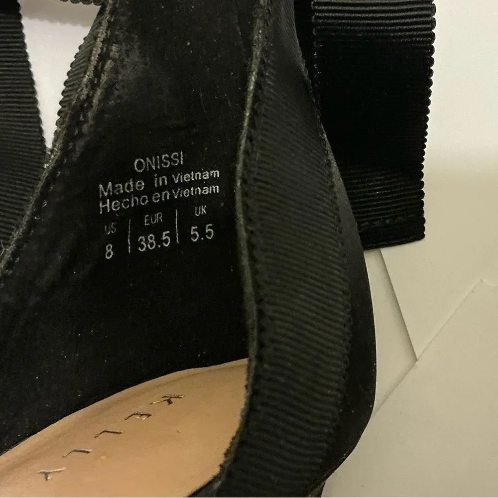 Kelly & Katie Black Strappy Heels with Embellishments